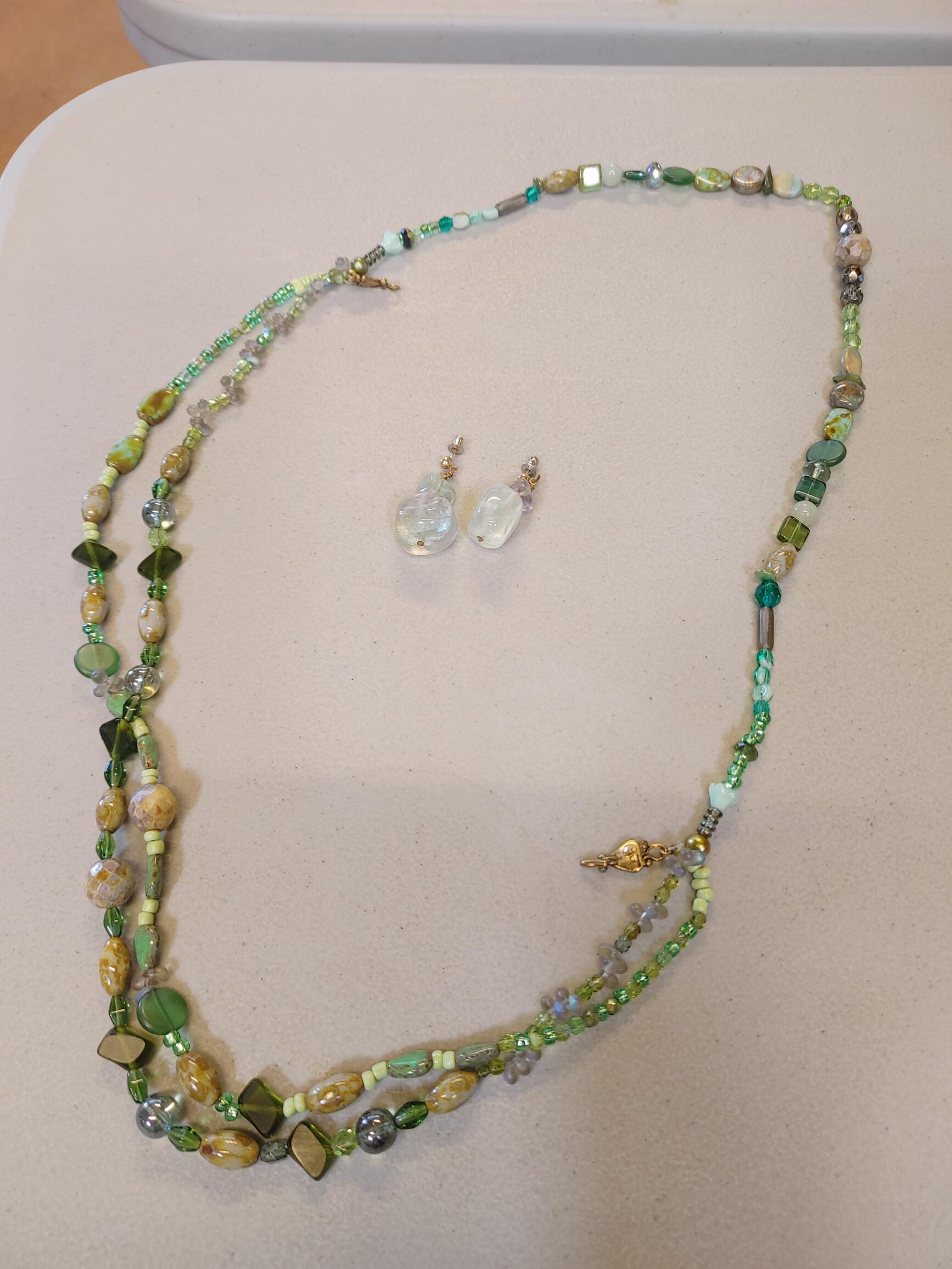 Polish Stone Necklace and Earring Set